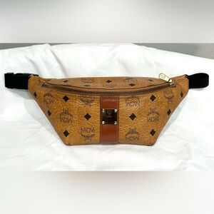 MCM VINTAGE VISETOS COGNAC MONOGRAM BELT BAG/WAIST BAG - MADE IN GERMANY (9302P)